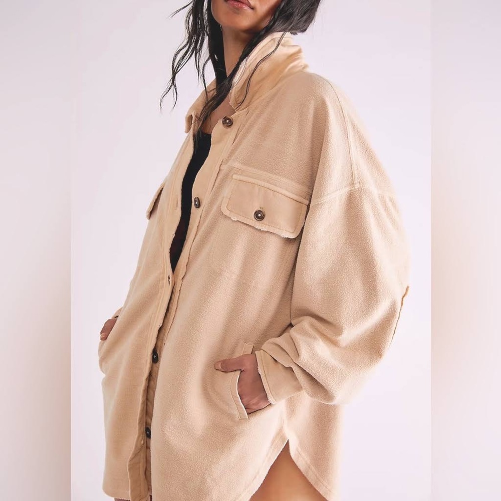 NWT Free People Ruby Shacket Mustard Seed Size Medium - Picture 1 of 5